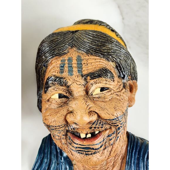 Bust Chinese Asian Oriental Senior Couple Chalkware 6" Wall Decor 80s x2 - Picture 11 of 13